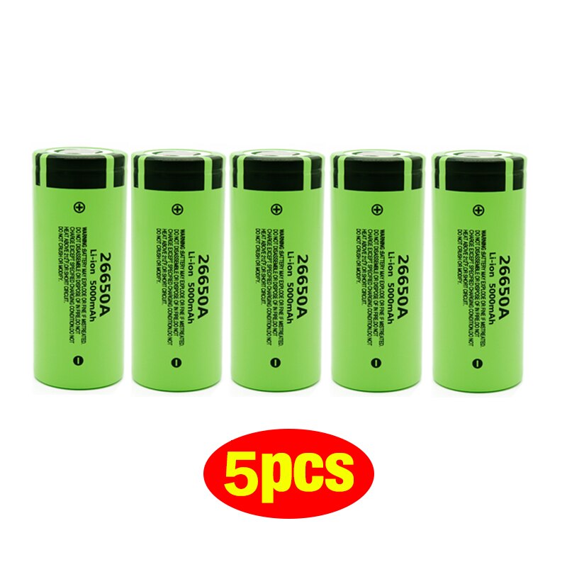 26650 Batterij 5000 Mah Li-Ion Oplaadbare Batterij Led Zaklamp Zaklamp Li-Ion Batterij Accumulator Batterij: 5pcs