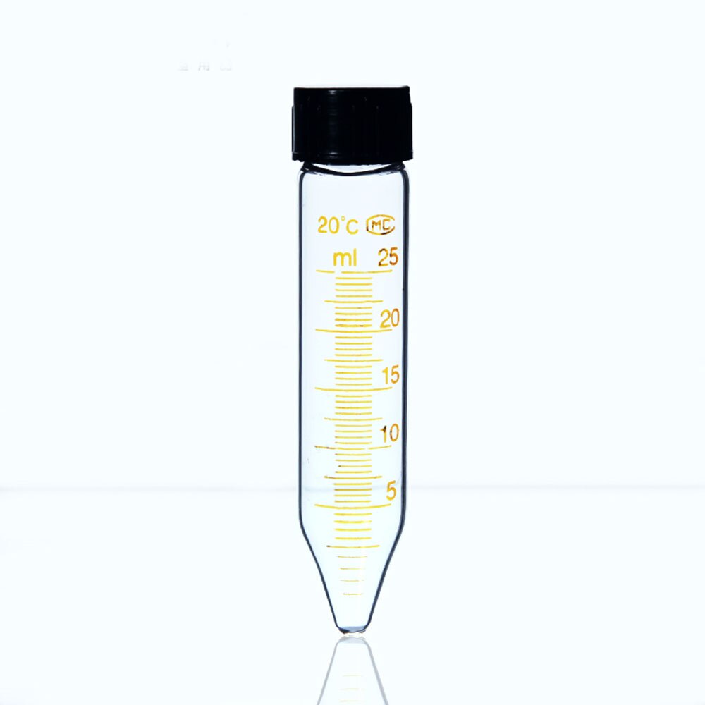 5Pieces/lot 25mL Glass Centrifuge Test Tube With Screw Cap Conical Bottom Lab Supplies
