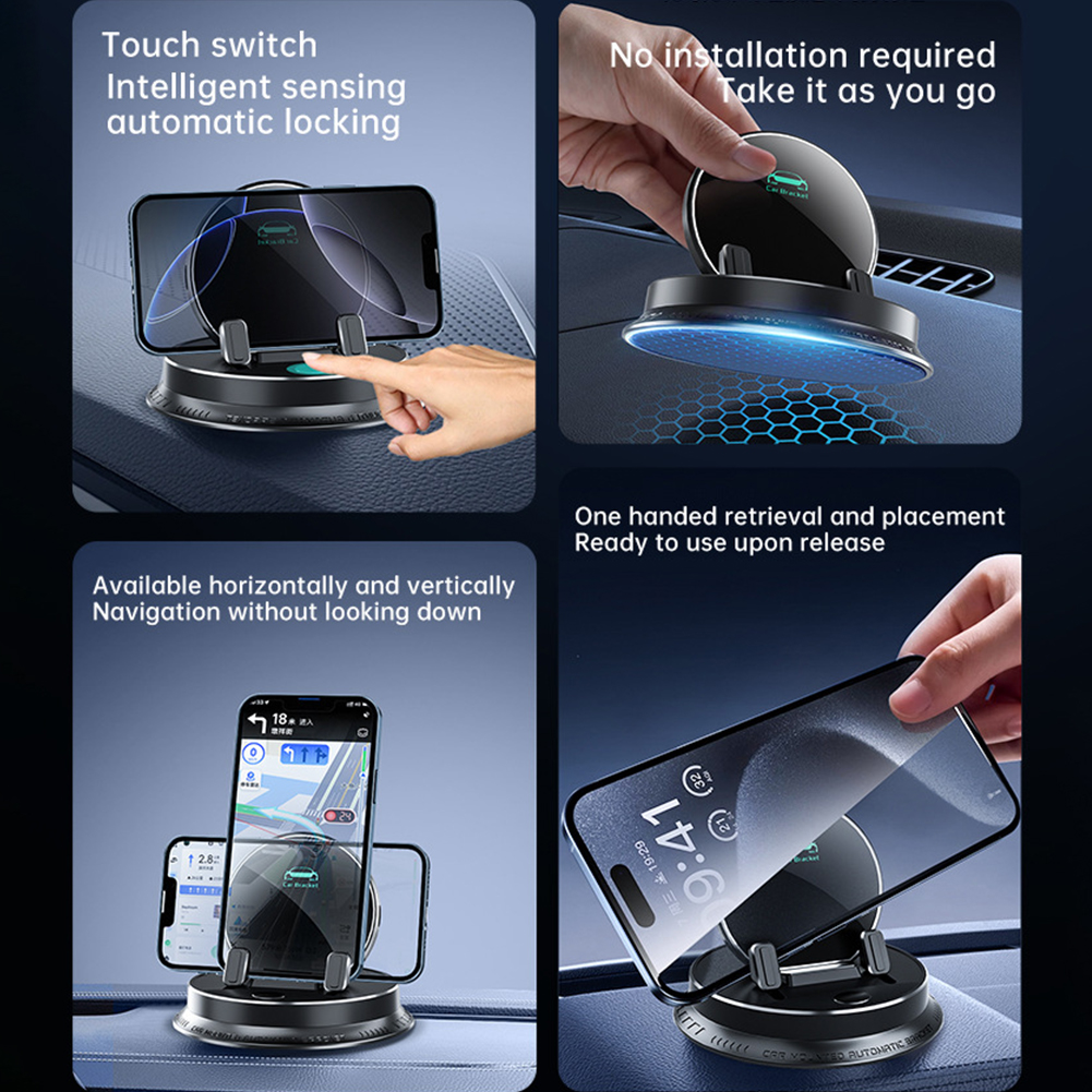 Armaturenbrett-Autotelefonhalterung 360° ° Drehung praktisch Unterstützung Wiege Ständer Auto Automobil Halterung für iPhone Android Mini Pad