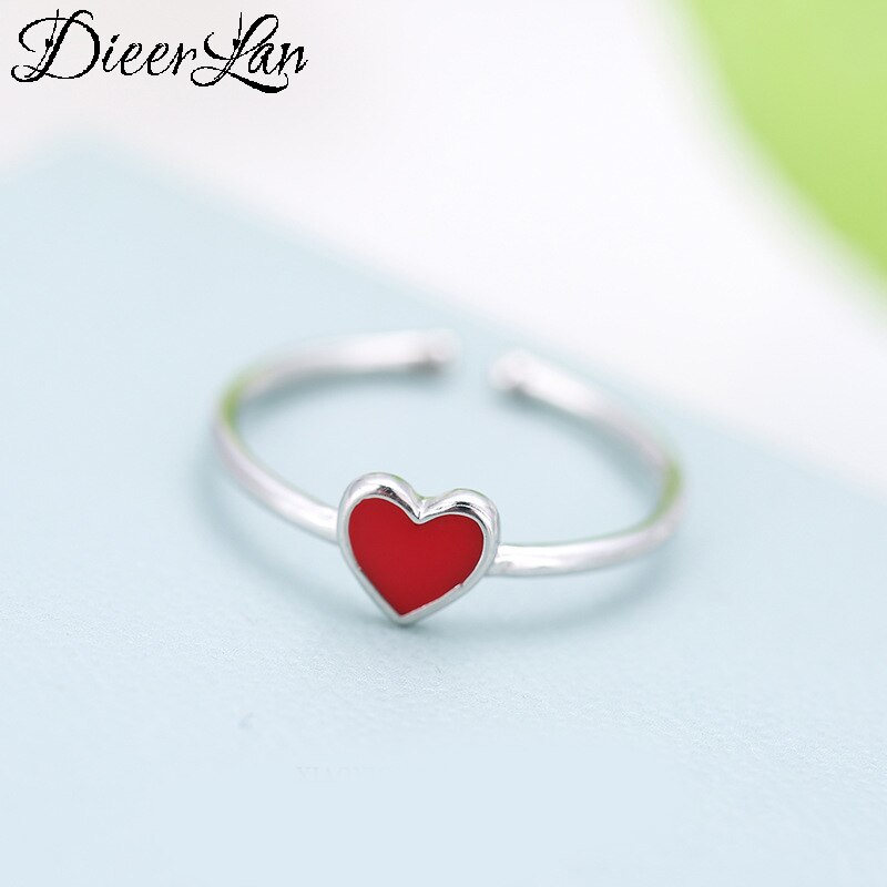 Bohemian Ethnic 925 Sterling Silver Red Love Heart Rings for Women Bridal Wedding Vintage Finger Rings Christmas