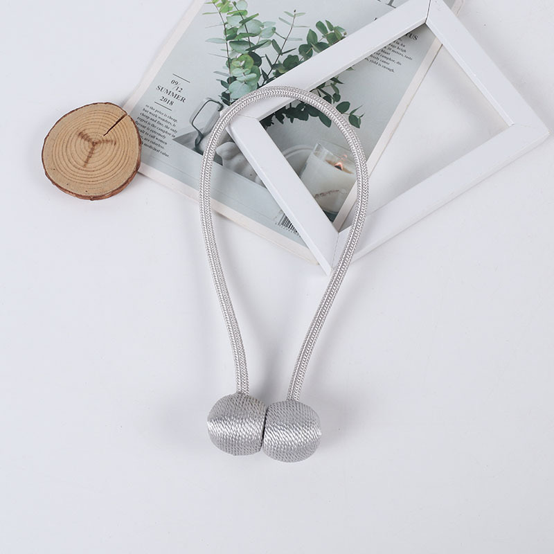 2/4 Uds. Alzapaños de cortina de bola magnética, accesorios de cuerda para atar, varillas, accesorios para respaldos, Clips de hebilla, soporte de gancho para decoración del hogar: Blanco / 30-35 cm