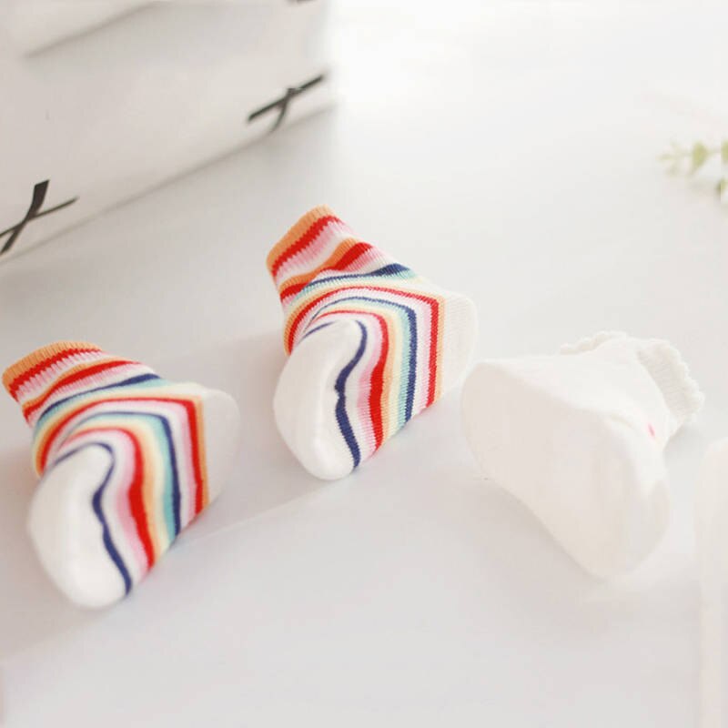 Lovely Baby Socks Colorful Stripe Baby Girl Boy Socks Cotton Anti-slip Infant Toddler Socks Soft Rainbow Newborn Socks Sokken