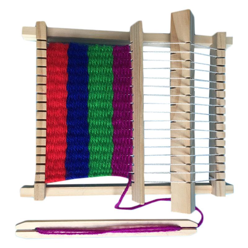 Juguetes de punto de madera para niños, máquina de tejer de hilo de lana artesanal, niña y niño tejedora educativa para (caqui)