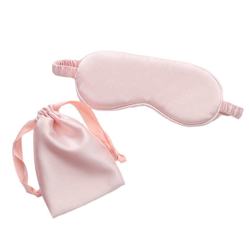 Masque pour les yeux en Imitation soie pour femmes, bandeau de sommeil de couleur unie avec sac K1KB: PK