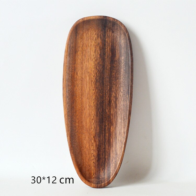 Massief Houten Onregelmatige Acacia Houten Plaat Houten Plaat Eenvoudige Stijl Snacks Dessertbord Taart Plaat Fruitschaal Hout Lade: D 30x12cm