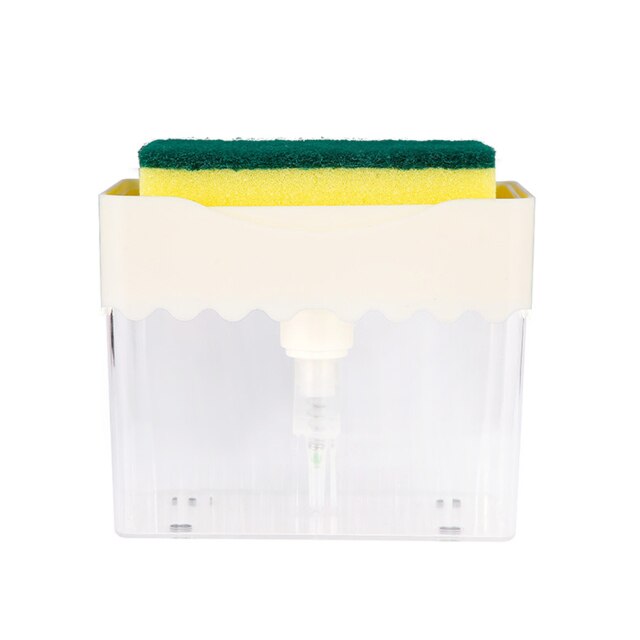 Zeepdispenser Spons Houder Zeep Pomp Spons Caddy 13Oz Zeepdispenser Met Spons Aanrecht Accessoires: WHITE