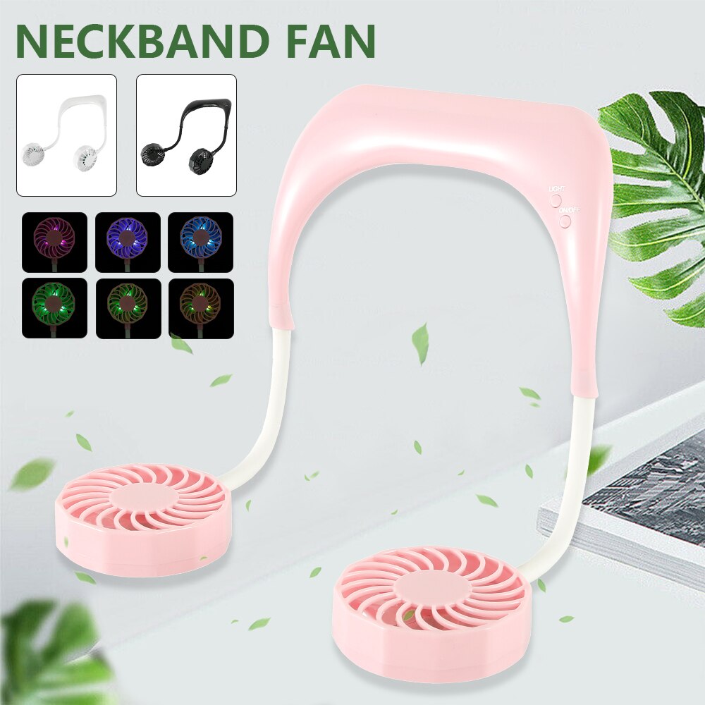 Usb Draagbare Ventilator Koude Fan Handsfree Hals Fan Opknoping Oplaadbare Mini Sport Fan 3-Speed Verstelbare Hals Dual fan Home Office