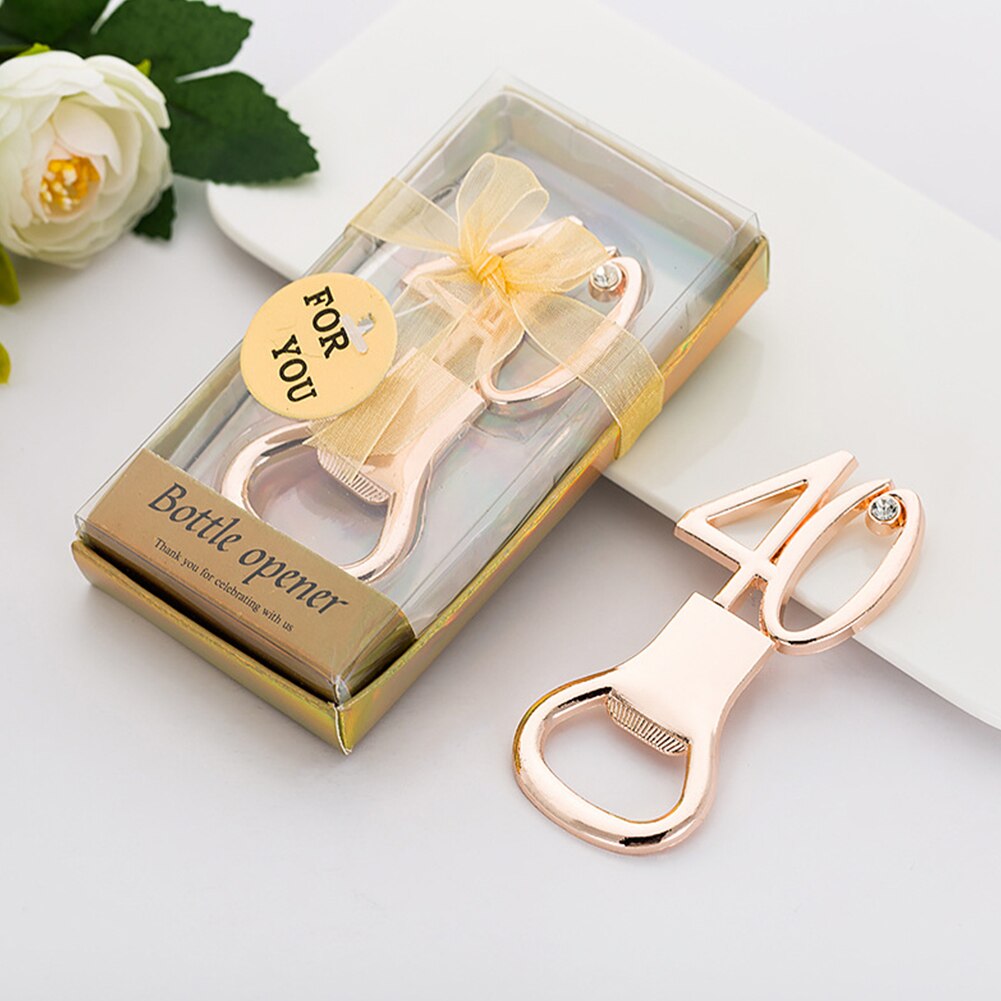 Numbers Bottle Opener with Diamond Beer Wine Opener Wedding Anniversary 30 40 50 60 Years Old Party Decoration