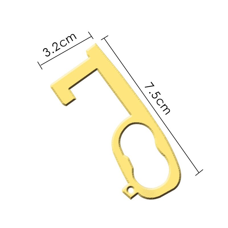 Non-contact Portable Door Opener Elevator Button Door Handle Switch Brass Key Safety Protection No-Touch Anti-bacteria Opener: 1PC / A