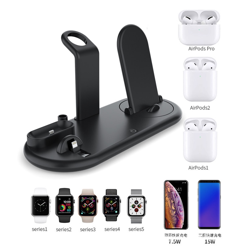 7 in 1 QI kabellos Ladegerät aufladen Dock Bahnhof Pro Apfel Airpods Android Uhr aufladen Pro IPhone 11 Profi Xiaomi Telefon Halter