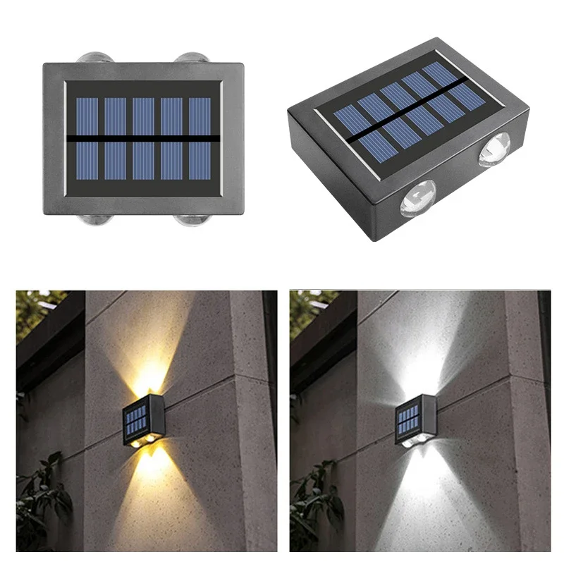 LED-wandlamp op zonne-energie Buitenverlichting Waterdicht op en neer Gloeiend zonne-licht Binnentuin Woondecoratie Wandlampen