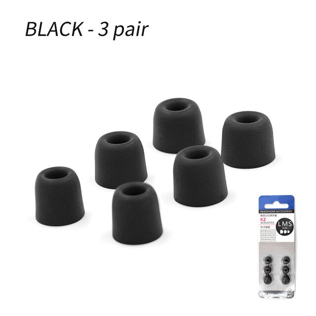 Kz originalminne skumbrus isolerande sköna öronsnäckor öronkuddar öronsnäckor in-ear hörlurar för zsx  zs10 pro  s1 e10 t1 zst x: Svart 3 par