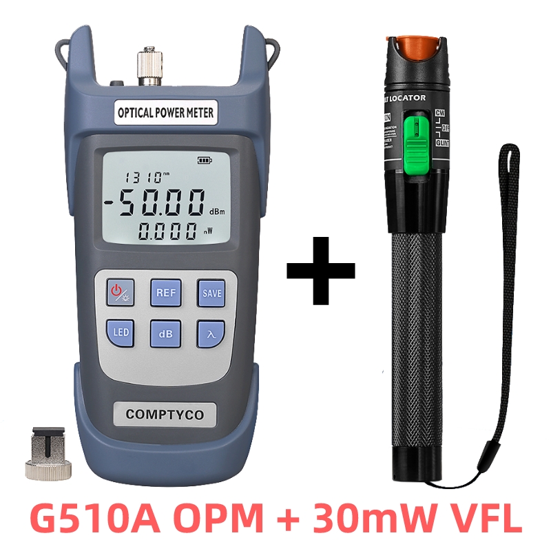 Medidor de potencia óptica (OPM -50 ~ + 26dBm) y localizador visual de fallos (1/10/20/30/50mw VFL) Kit de herramientas de prueba de cables de fibra óptica FTTH (opcional)