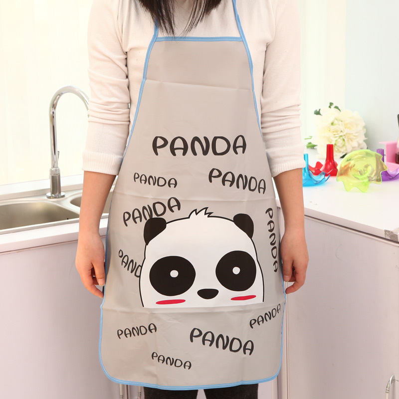PVC dessin animé Panda Chef demi tablier ménage outil de nettoyage femme cuisine restaurant cuisson tabliers