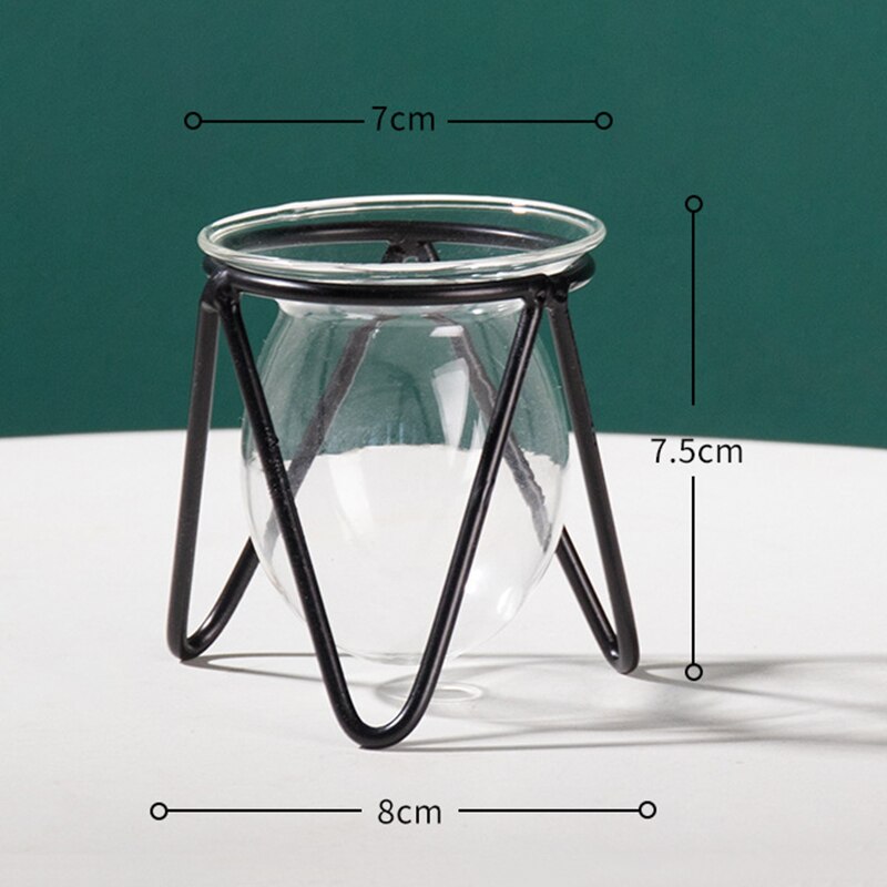 Table Desk Bulb ABS Hydroponic Vases Flower Plant Pot with Iron Tray Office Decor DEC889: A