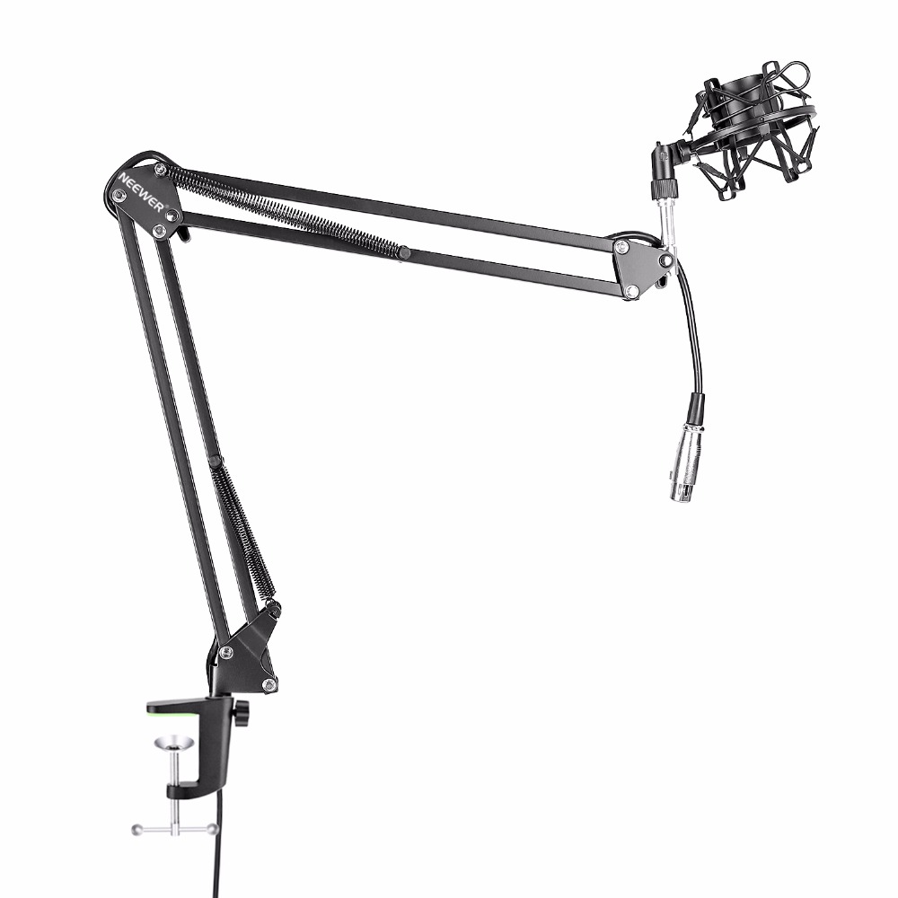Neewer Broadcast Studio Microphone Suspension Boom Scissor Arm Stand with Shock Mount and XLR Male to Female Cable