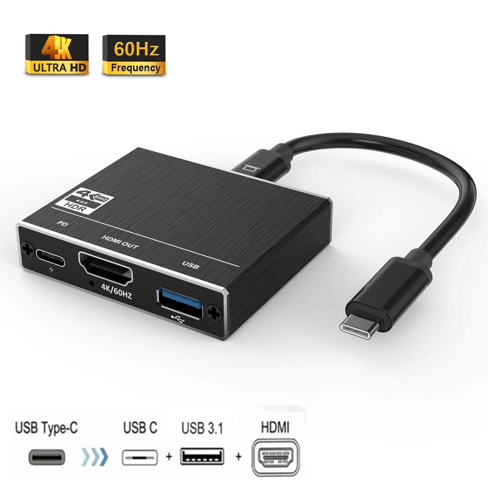 Thunderbolt 3 Type C Naar Usb 3.0 Hdmi-Compatibele Hub 2.0 Adapter 4K 60Hz 30Hz 100W Pd Poort Voor Macbook Pro/Air/Huawei Mate: 4k 60HZ