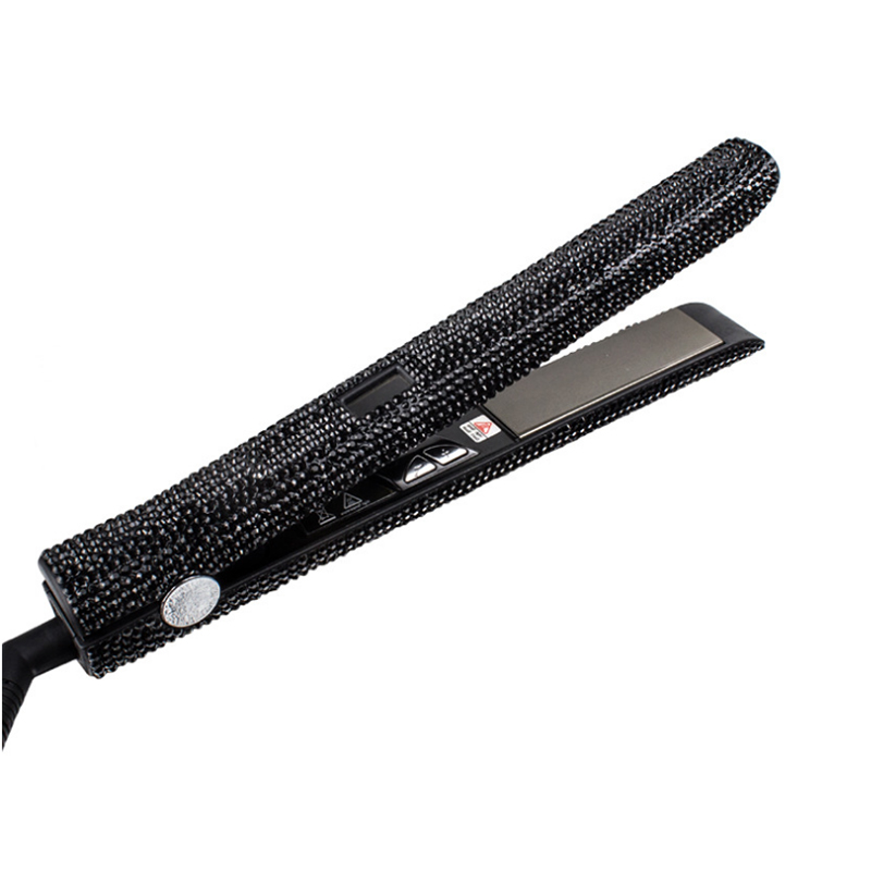 Plattång och locktång i titan plattjärn strass plattjärn plancha y rizador en uno plancha pelo dual voltage: Svart / Storbritannien