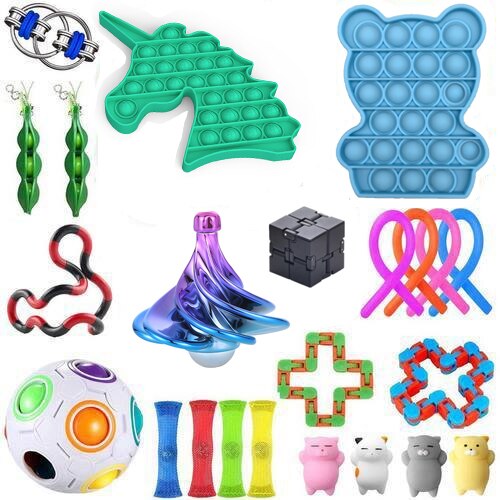 Figet Speelgoed Anti-Stress Speelgoed Set Stretchy Snaren Marmeren Reliëf Volwassenen Meisje Kinderen Zintuiglijke Antistress Relief Fidget Speelgoed: Set D