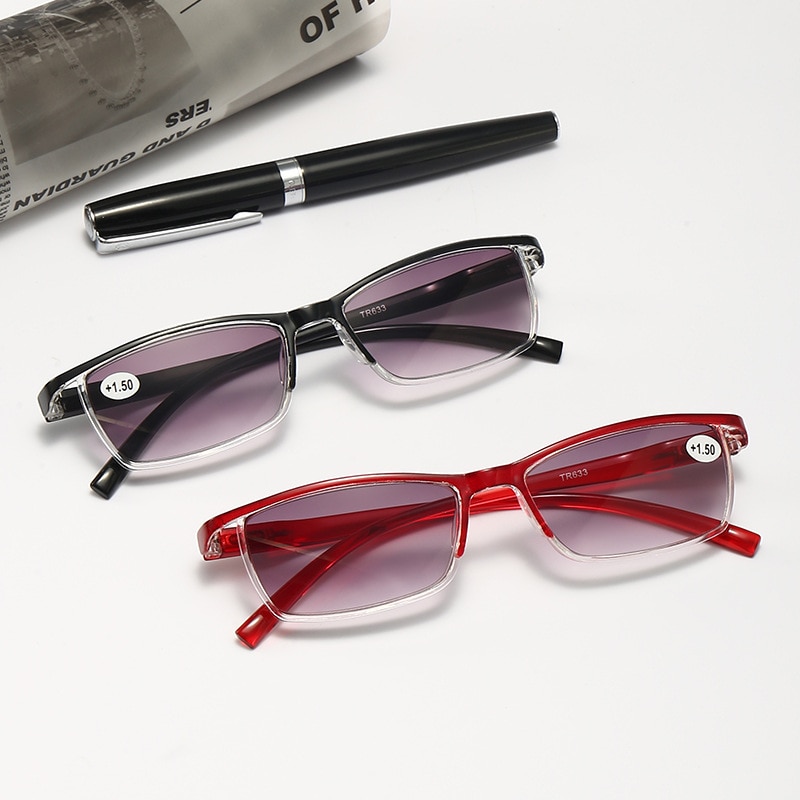 Lunettes de lecture unisexes à trois lentilles claires, à la , dégradé de couleur, 2021TR90