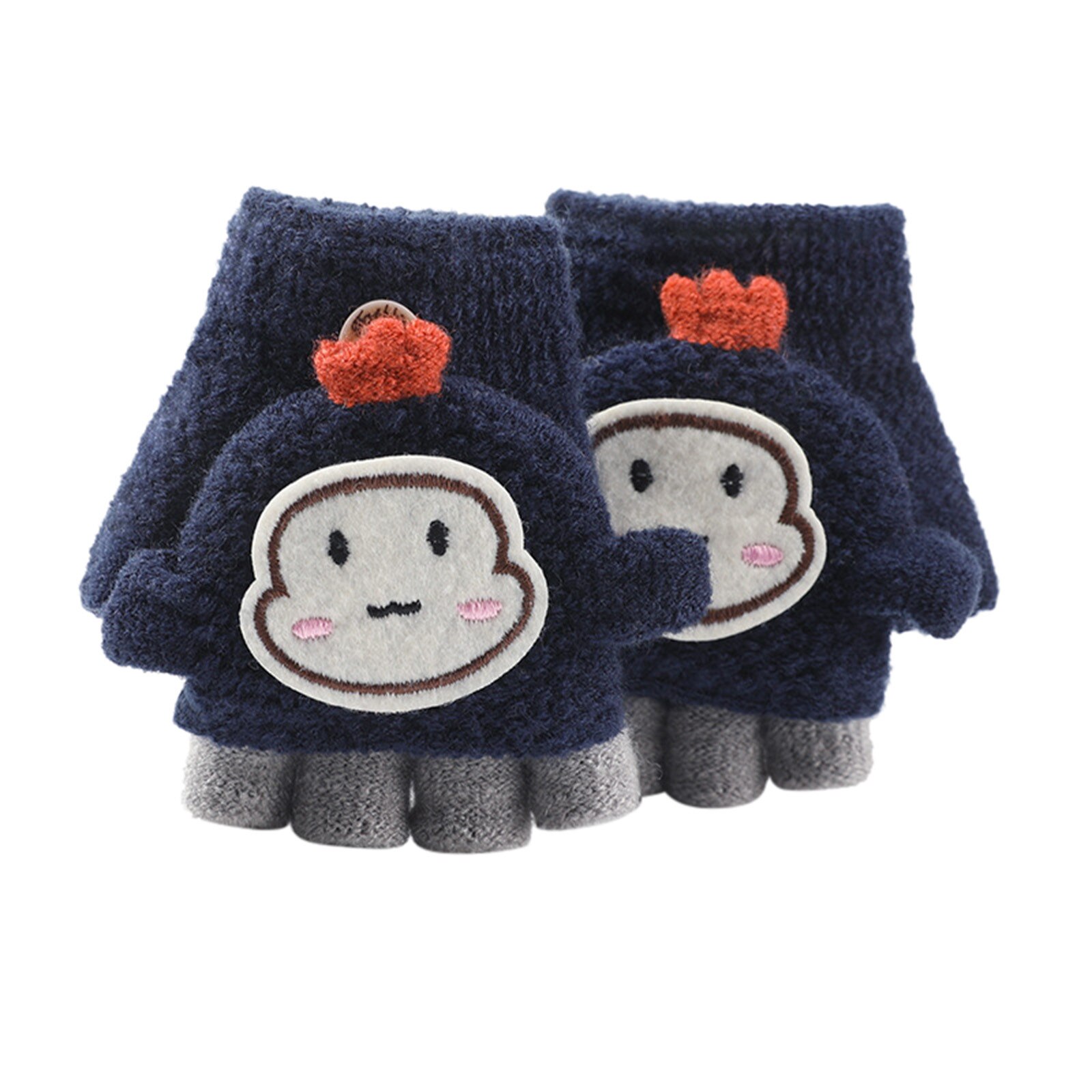 Karikaturen Drucken Handschuhe Weiche Cabrio kippen oben Handschuhe freundlicher Baby warm stricken Halbhand Fäustling Baumwolle Gloveses guantes Sünde dedos: marine
