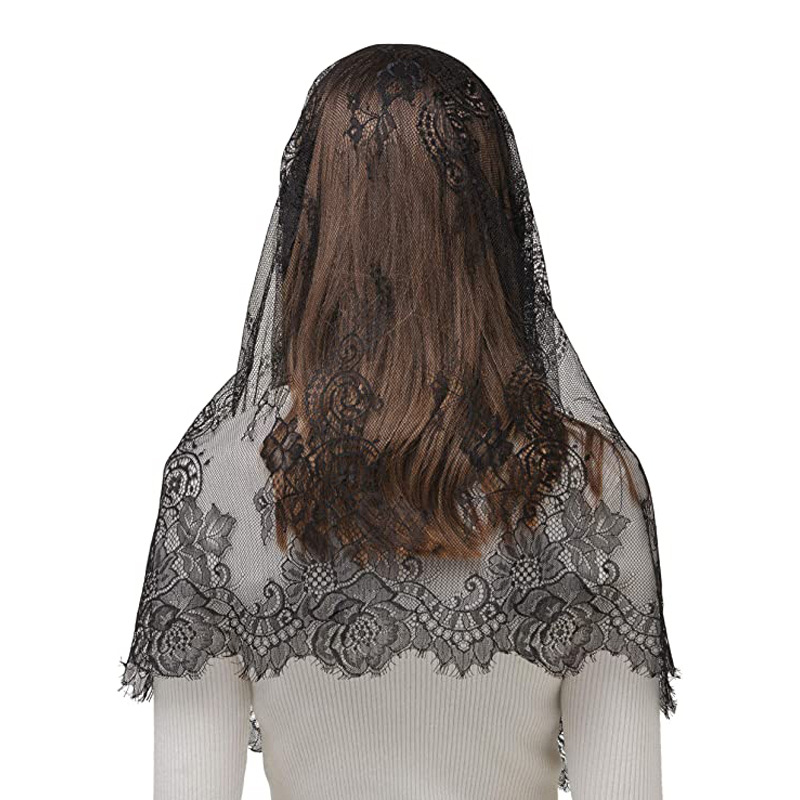 Cappella Velo Cattolico Messa Latina Merletto Testa Sciarpa per Chiesa Velo Spagnolo Scialle Mantiglia di Pizzo Chiesa Cattolica Matrimonio Sposa Veli