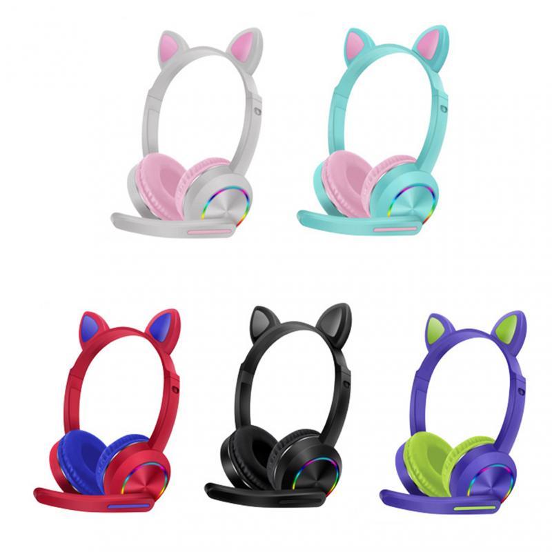 Cat Ear Headphones - Bluetooth 5.0 Wireless Stereo Headset with Mic - Hifi Sound for Kids & Adults