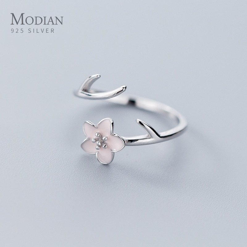 Modian 925 Sterling Silver Lovely Plum Blossom Flower Branch Rings For Women Free Size Rings Fine Jewelry