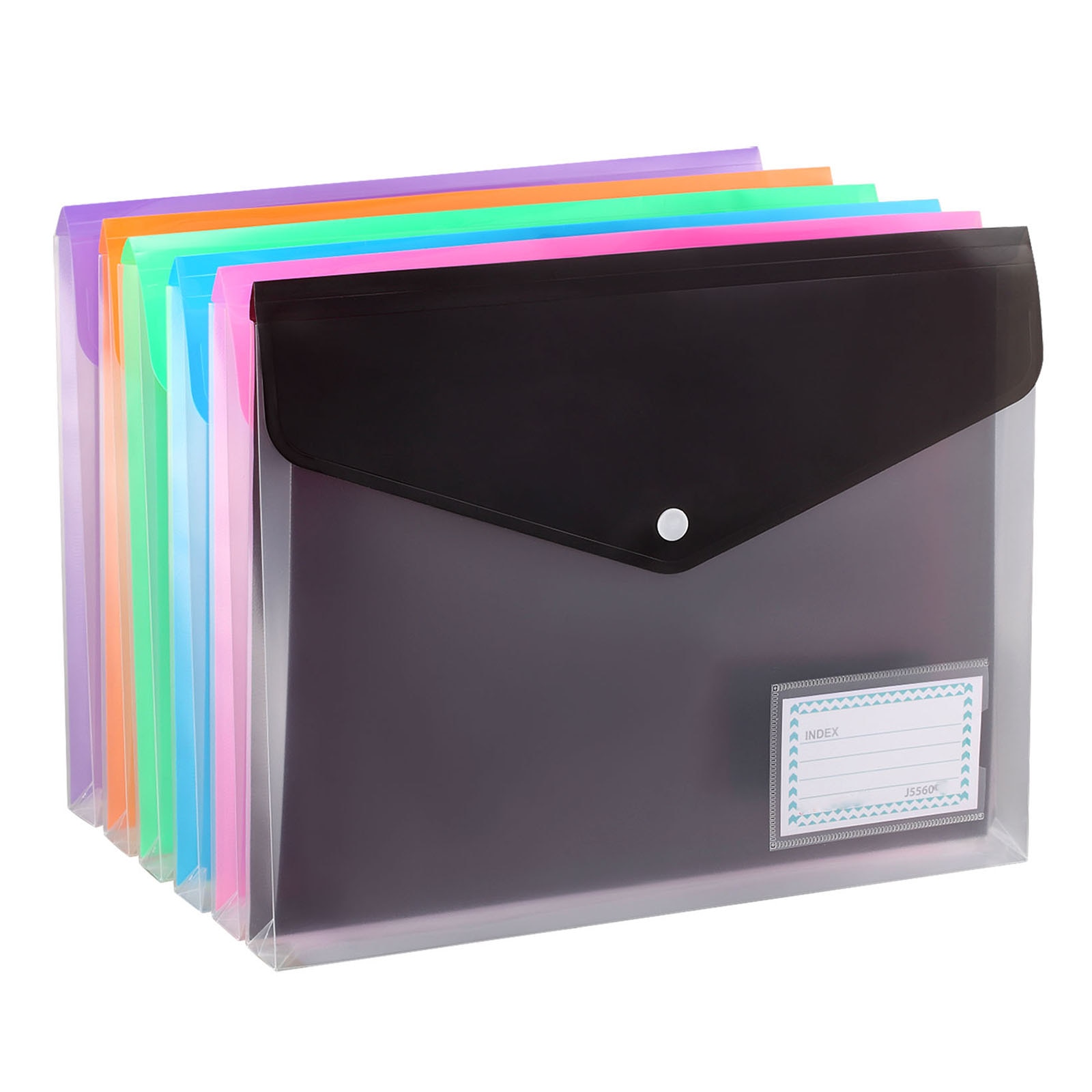 A4 Size Plastic Envelopes File Folder with Label Pockets Expanding Paper Documents Organizer for School Home Office