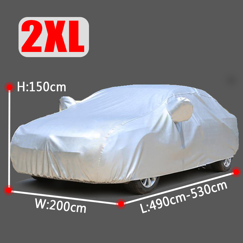 Las fundas para autos para el invierno a prueba de agua del parabrisas Protección completa de la cubierta de nieve Bache Voiture Funda Térmica Coche Auto Accesorios para el coche: 2XL