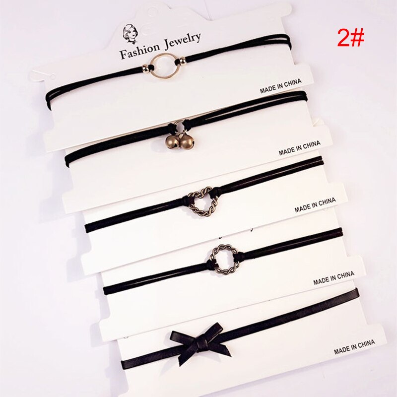 Recém 5 Pçs/set Lace Gargantilha De Veludo Estrela Cadeia Colar Colar Vintage Jóias Presentes para Mulheres Meninas: 2