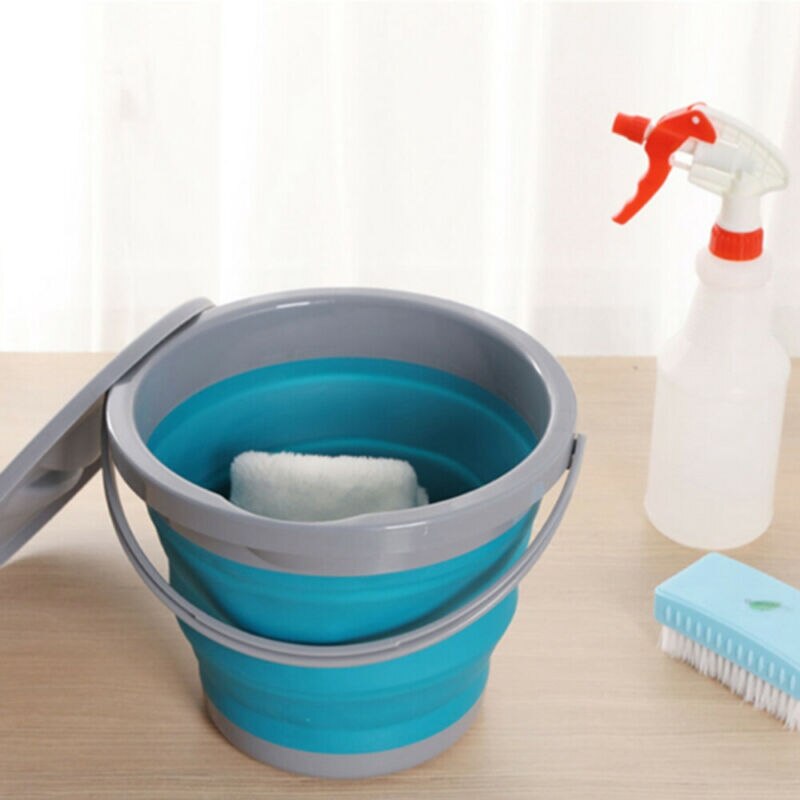 5L Silicone pliant seau Portable Camping pêche pliable bassin lavage de voiture seau salle de bains cuisine eau conteneur 25.5x21cm