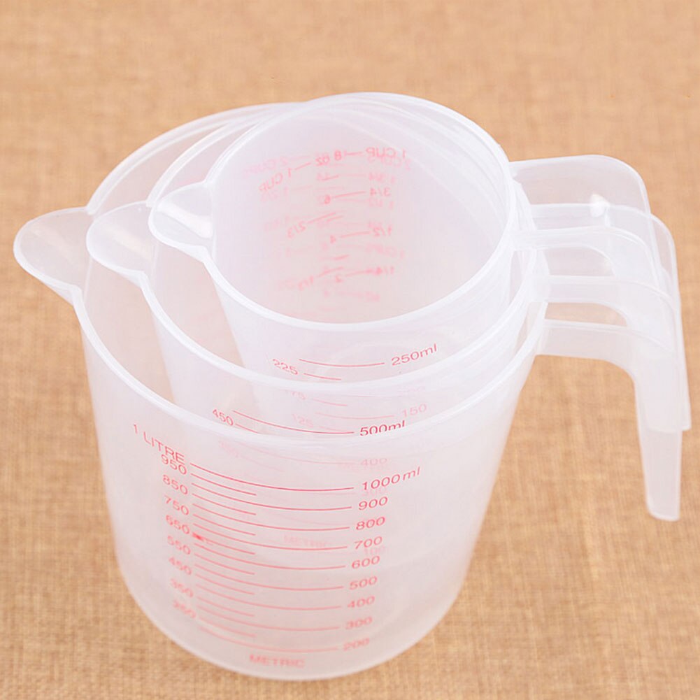 Plastic Measuring Cup Clear Scale Show Transparent Mug Pour Spout 3sizes Cooking Kitchen Liquid Measure Container Tools