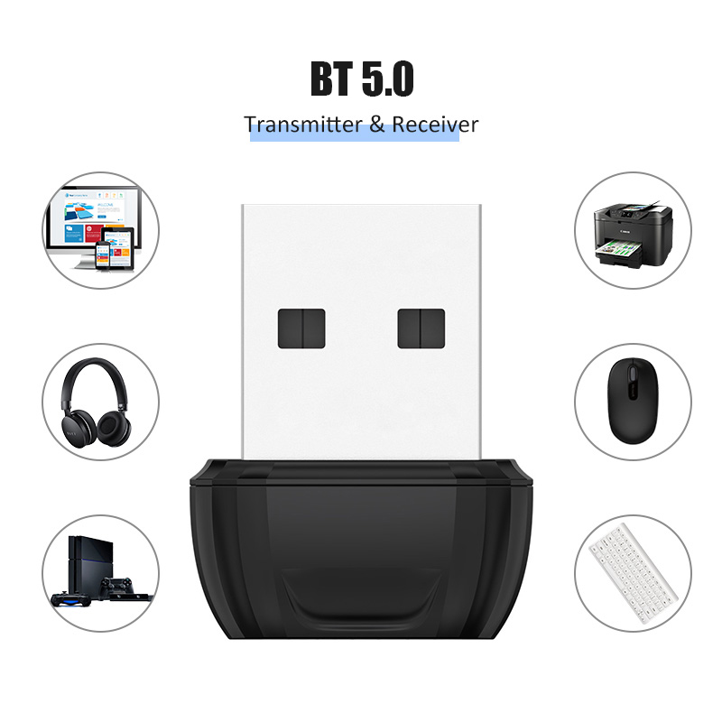 Adaptador Bluetooth BT 5,0 USB, miniadaptador inalámbrico USB, transmisor y receptor Bluetooth, auriculares para ordenador portátil, mini emisor BLE