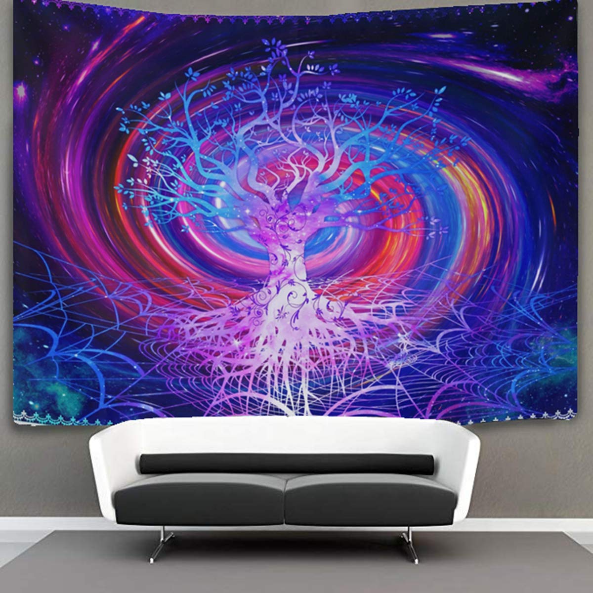 Árbol psicodélico fresco Trippy tapices galaxia púrpura naturaleza colgante de pared Árbol de la vida gótico decoración de pared