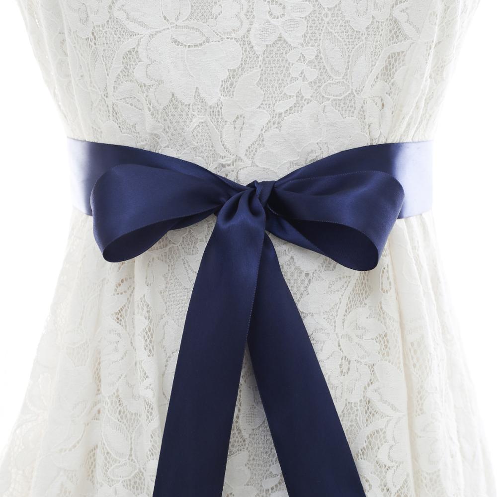 Diamantes de imitación boda Vestido con cinturón Ceñidor hecho a mano perla cinturón de novia con cinta de satén accesorios de boda baratos: Navy Blue