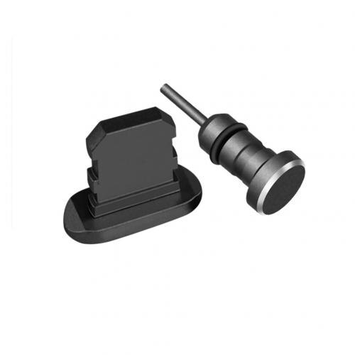 Bunte Metall Typ-C Mikro USB Kopfhörer Jack Ladung Hafen Anti-Staub Stecker für Android iPhone Telefon Zubehör: schwarz for iPhone