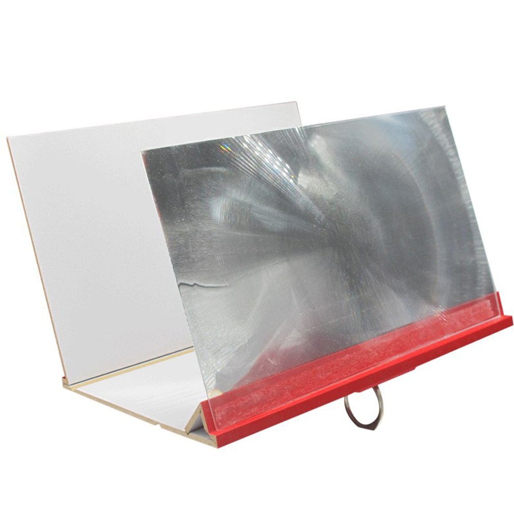 HD Wood Mobile Phone Stand 3D Mobile Phone Screen Zoom Display Amplifier Video Desktop Folding Bracket Amplifier: red