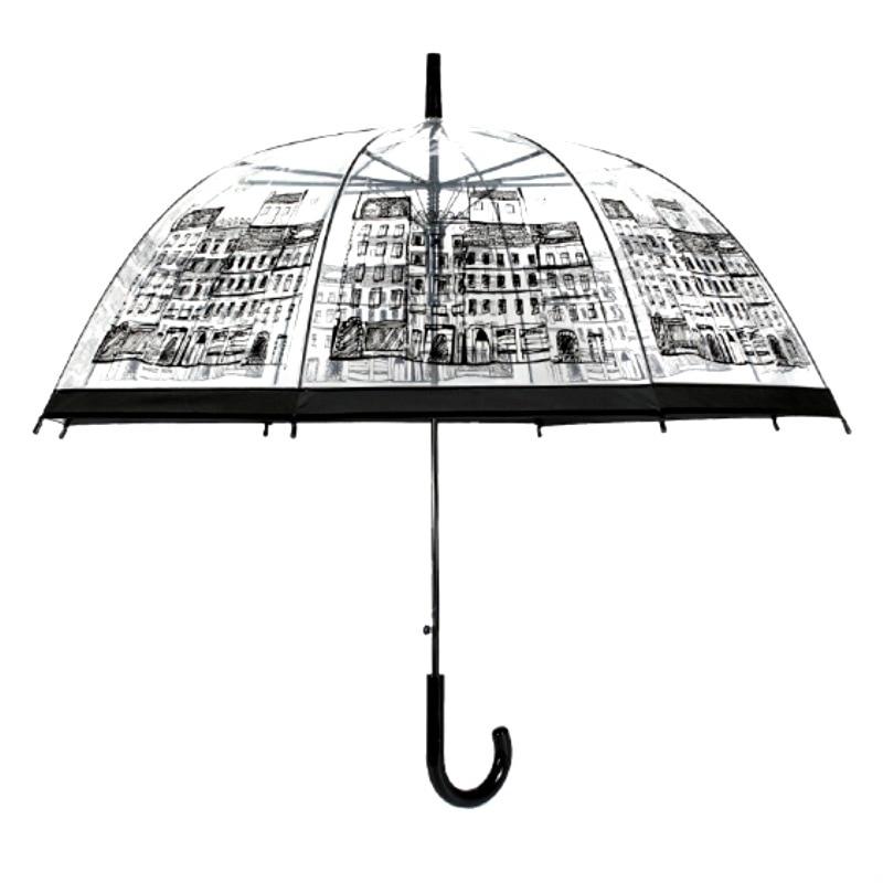 Parapluie transparent princesse Apollo, construction SUPER arc, parapluie semi-automatique crochet incurvé, tige droite