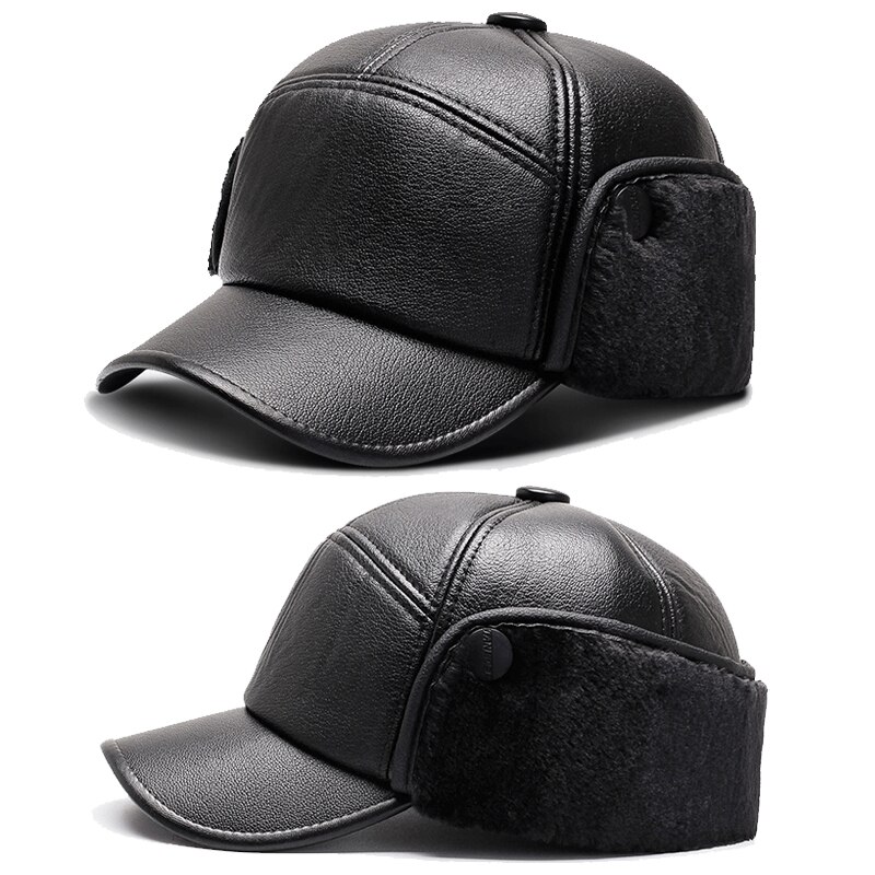 Winter Baseball Cap Hats For Men Snapback Father Casquette Bones Dad Caps Gorras Earflaps Thicken Hombre Warm PU Sport Hats