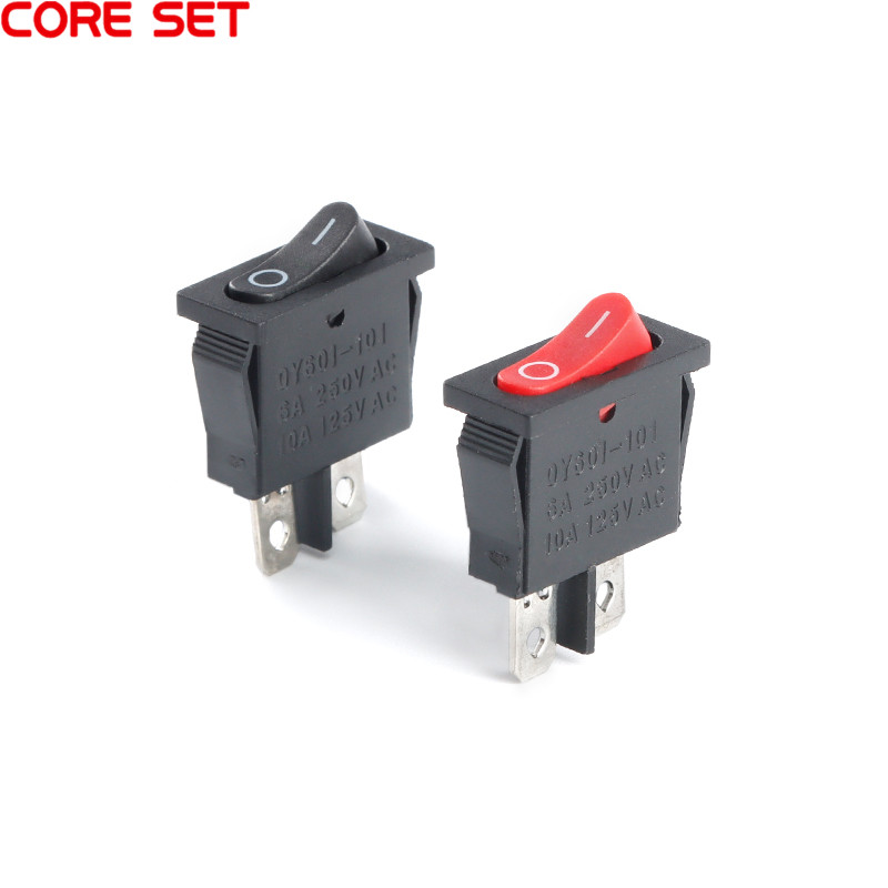5Pcs Dunne KCD1-110 Rocker Switch Zwart Rood 19*7Mm Super Dunne Rocker Schakelaar 2 Pins 2 Versnellingen op Off 6A 250V 10A 125VAC