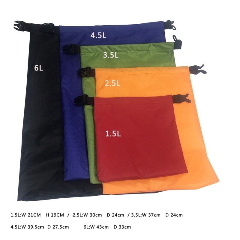 5 stuks in een set van 1.5l/2.5l/3.5/4.5l/6l waterdichte buitenzwemtassen, kampeer- en raftingtassen, opbergtassen met verstelbare riem en haak