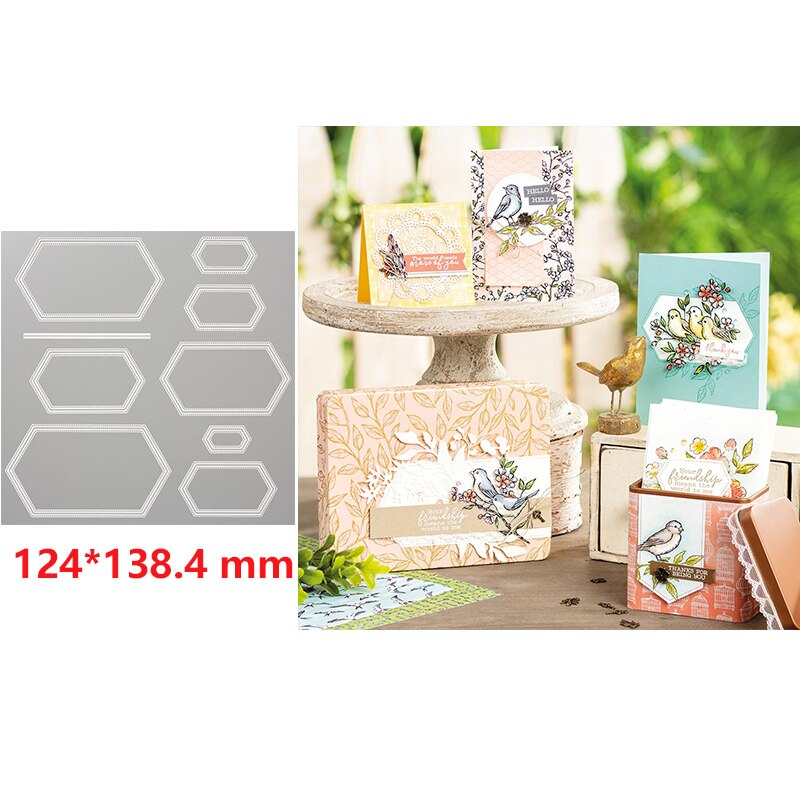 Circle Oval Rectangle Polygon Frames Set Metal Cutting Dies for DIY Scrapbooking Embossing Cards Craft Making 20A: 4