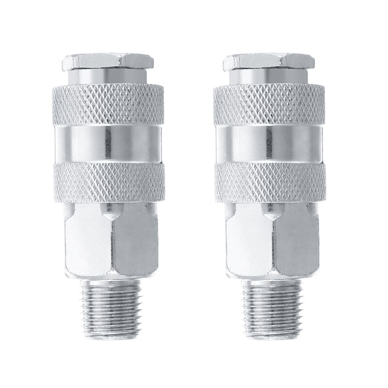 2pcs Air Line Hose Fittings Connector Female Quick Release 1/4" BSP Male Hose Fittings Connector Adapter