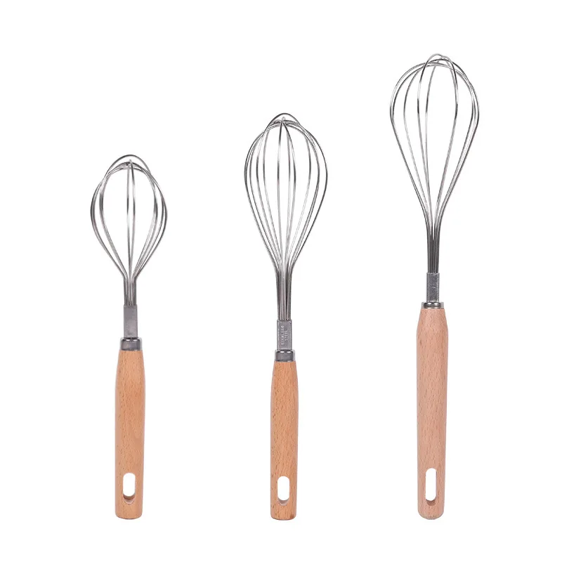 Handmatige eierklopper Houten handvat Mixer Eikloppers Garde Keukengadgets Eiercrème Roeren Keuken Bakken Gebak Gereedschap