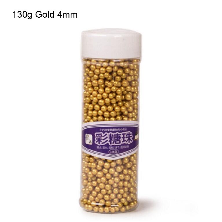 130G/20G Goud Zilver Kralen Eetbare Parel Suiker Bal Fondant Diy Cake Bakken Cookie Decoratie Suiker Snoep klei 4/6/7Mm Gyh: 130g Gold 4mm