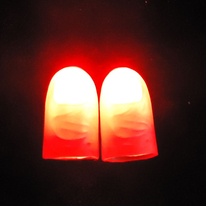 2pcs Portable LED Finger Thumbs Light Magic Props Party Bar Show Lamp Red Color