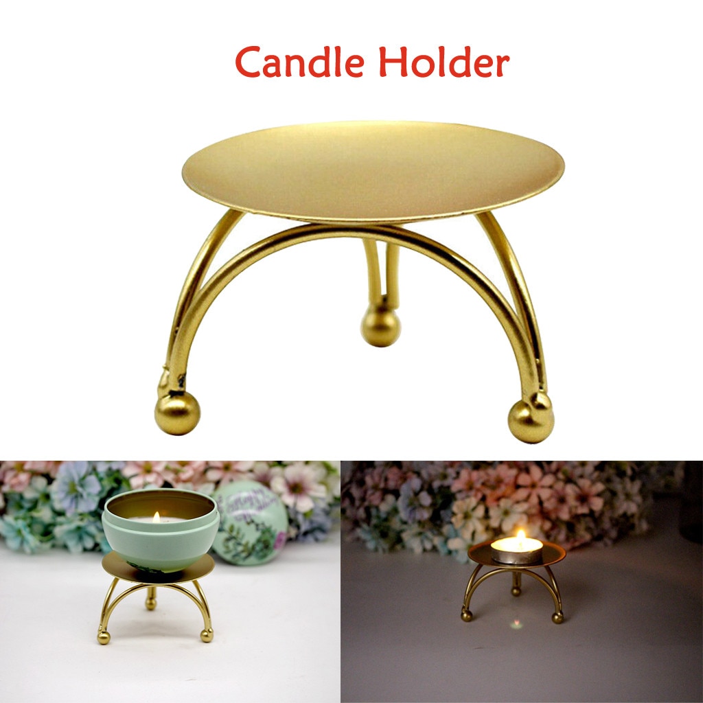 Portavelas de mesa redonda de hierro dorado candelabro para adorno de para boda decoración de escritorio decoración de Metal atmósfera