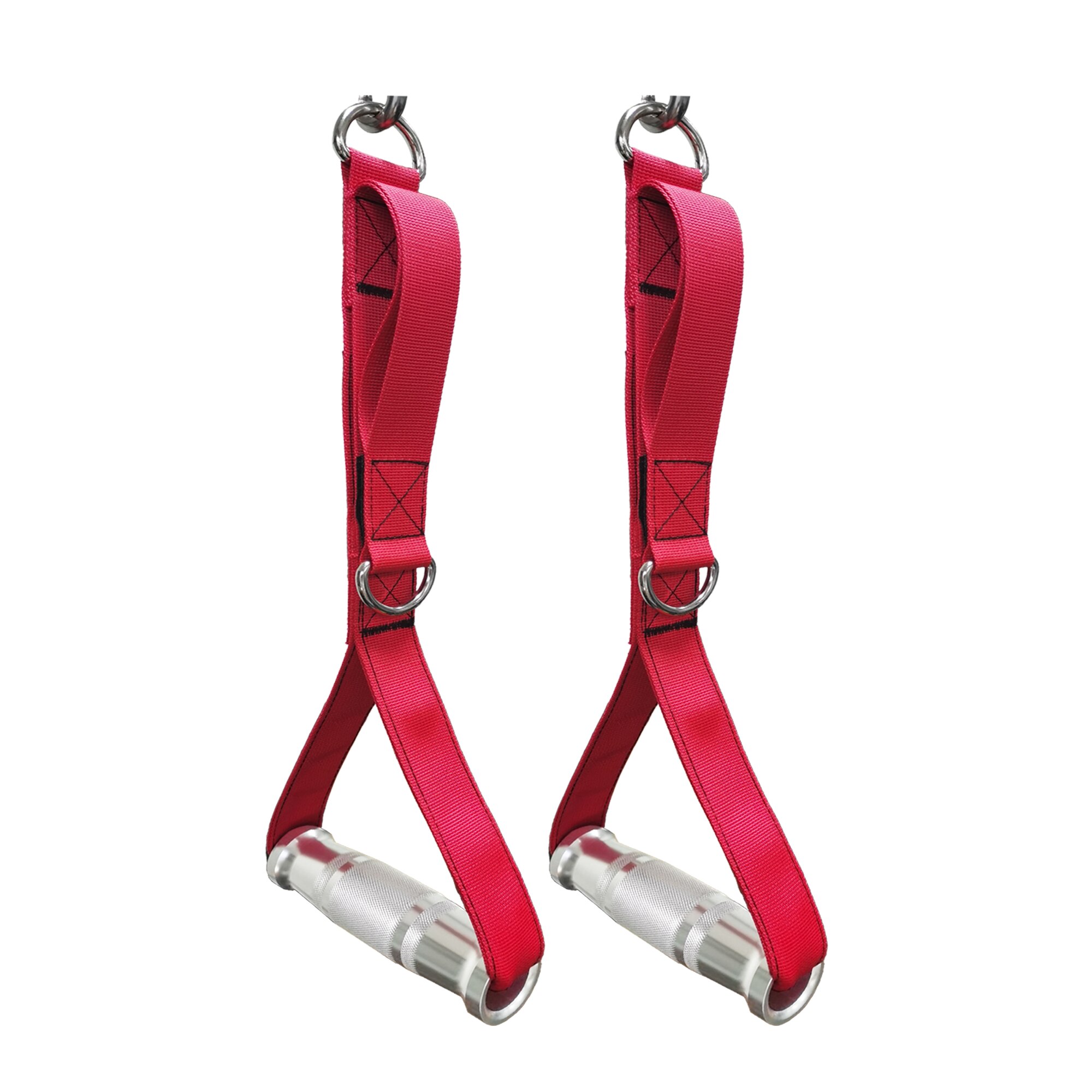 Multifunction Cable Machine Metal Gym Handle Strap Heavy Duty Tricep Press Pulldown Resistance Band Training Workout Attachment: red