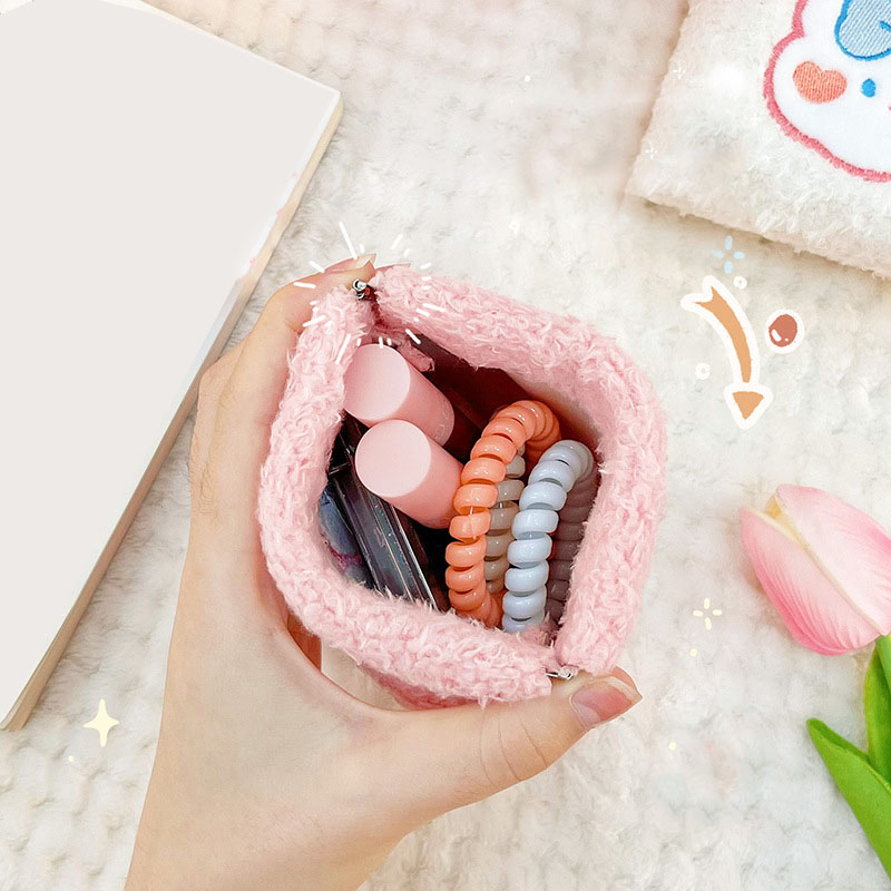 2024 Kawaii Shrapnel Small Cosmetic Bag Plush Storage Bag Cute Women Girl Lipstick Make Up Holder Bag Pouch for Gift Girl